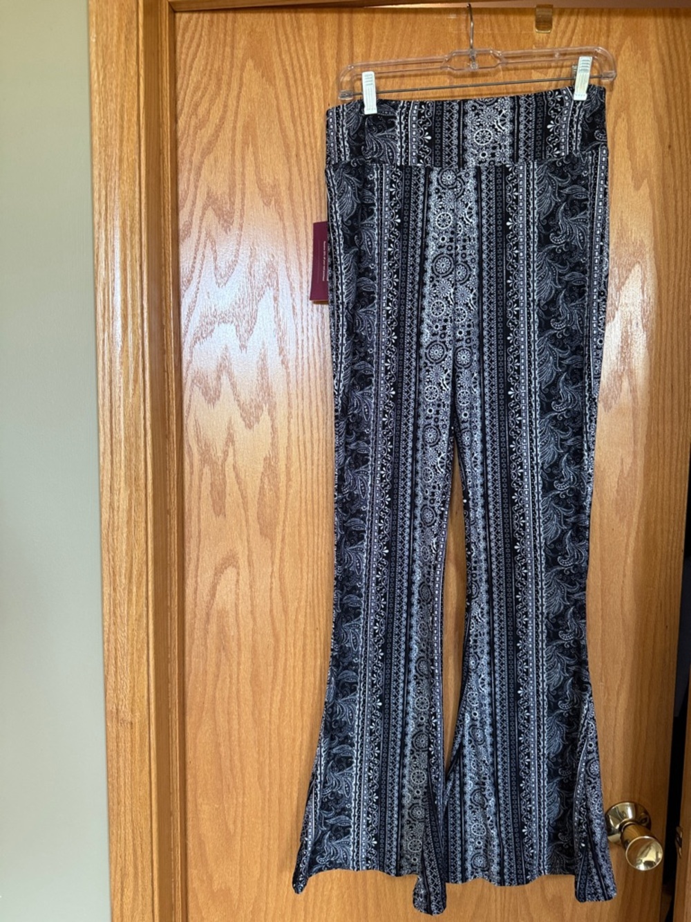 Black Paisley Print Boot Cut Pants